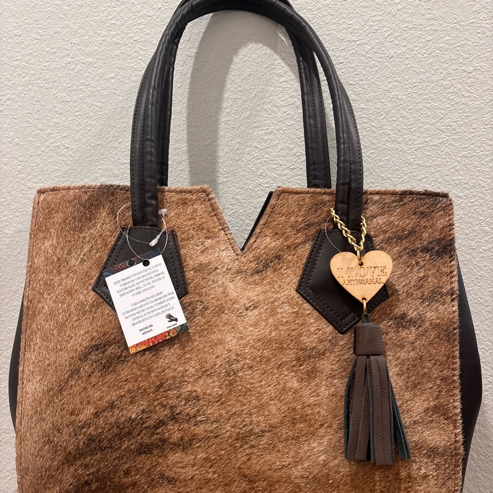 Brown and Black Women's Tote Bag